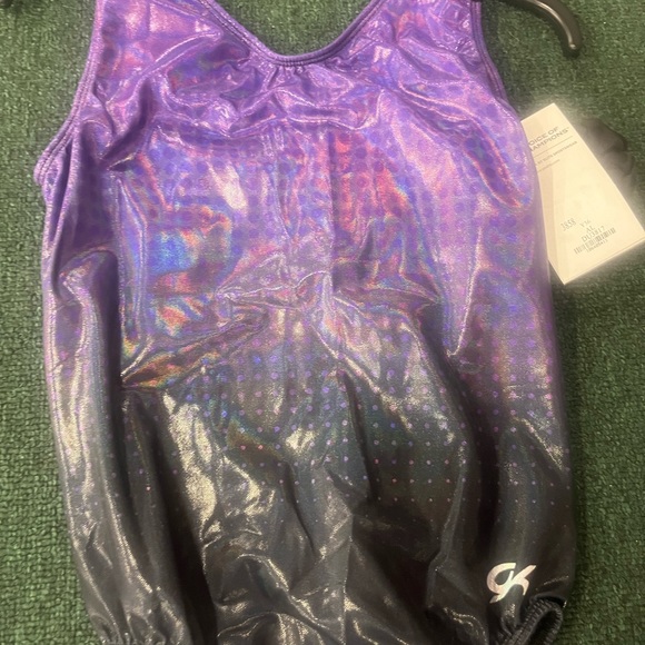 NWT purple and black BRANDED V-Neck Workout Leotard Style #3858 - Picture 4 of 13